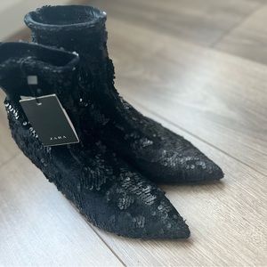 Zara woman sequence booties .